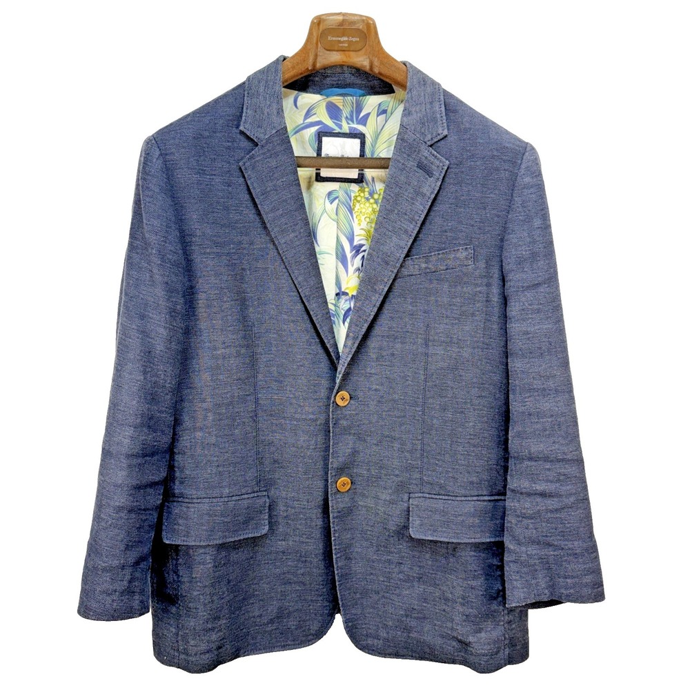 Tommy Bahama Island Zone Unstructured Linen Blend Herringbone Blazer Mens Size L
